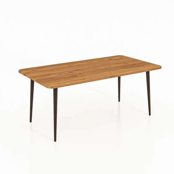 Table basse bois massif et métal collection Linéa