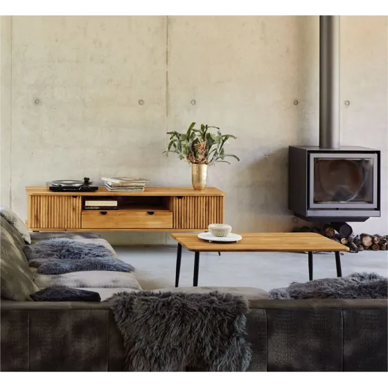 Table basse en bois et pieds métal collection Linéa