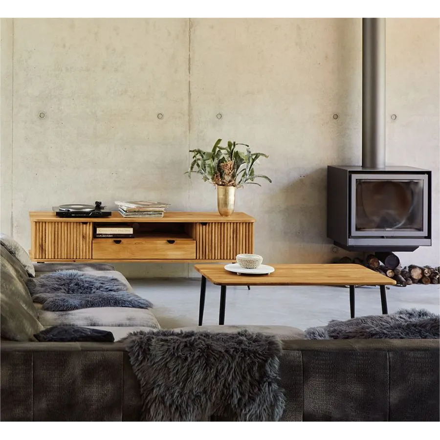 Table basse en bois et pieds métal collection Linéa