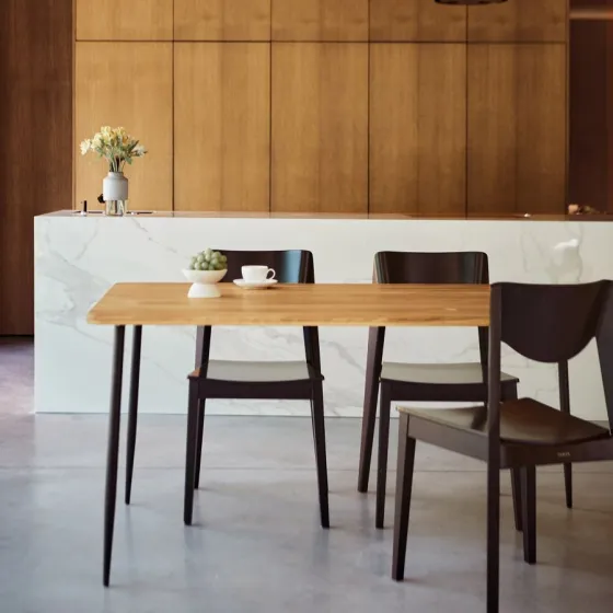 Table à manger bois et métal collection Linéa