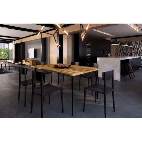 Table salle à manger en bois et métal collection Linéa