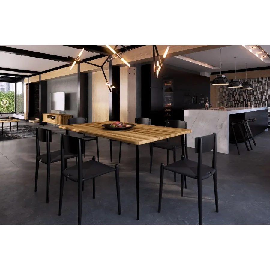 Table salle à manger en bois et métal collection Linéa