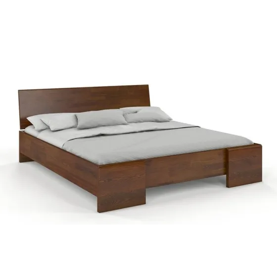 Lit en pin massif finition noyer collection NOVA