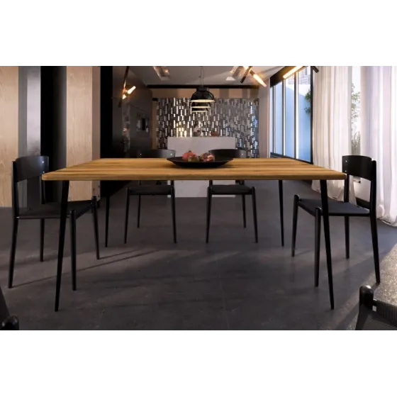 Table salon bois et métal collection Linéa