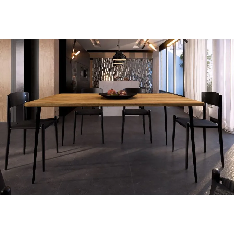 Table salon bois et métal collection Linéa