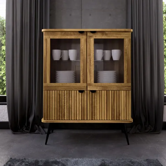 Vaisselier chêne massif naturel collection Linéa