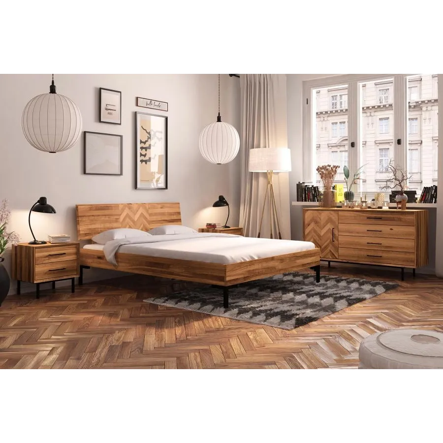 Lit en bois massif chambre adulte collection Harmony