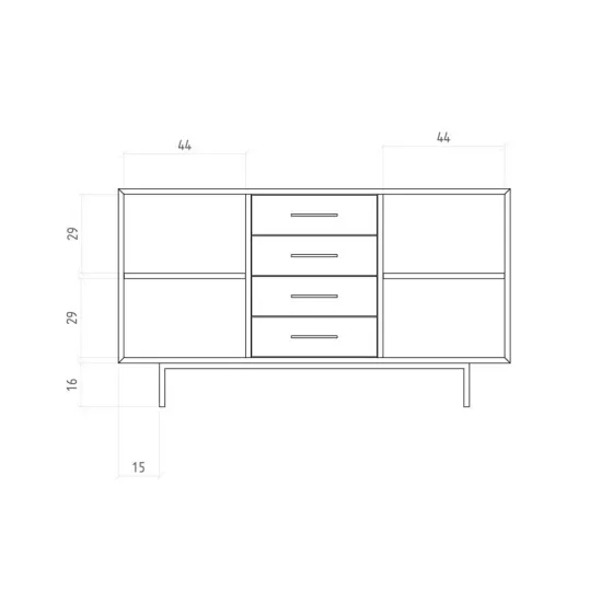 Buffet bois massif 4 tiroirs 2 portes collection Harmony