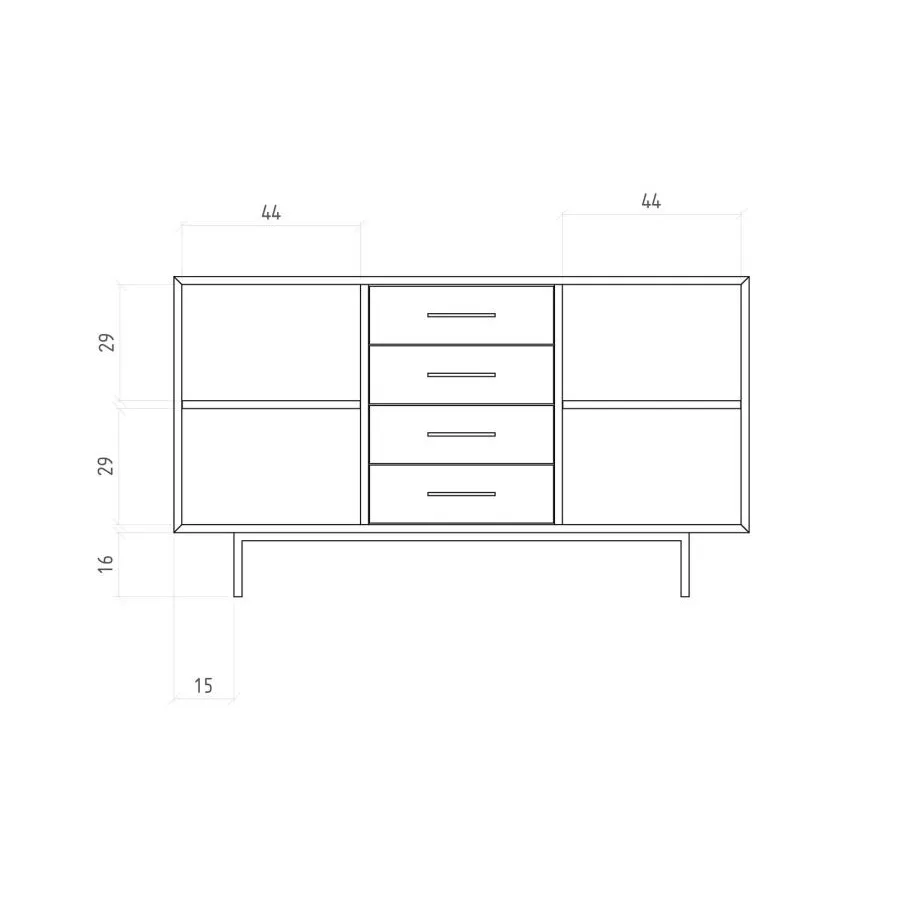 Buffet bois massif 4 tiroirs 2 portes collection Harmony