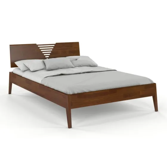 Lit en pin massif 160x200 finition noyer collection LINATE
