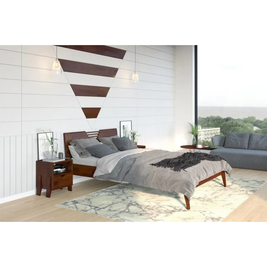 Lit en bois pin massif chambre adulte collection LINATE