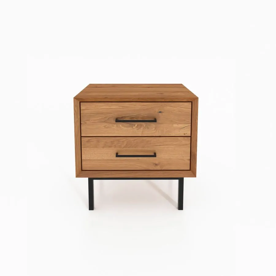 Table de chevet métal et bois 2 tiroirs collection Harmony