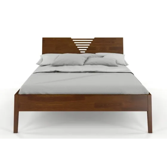 Lit en pin massif 160x200 finition noyer collection LINATE