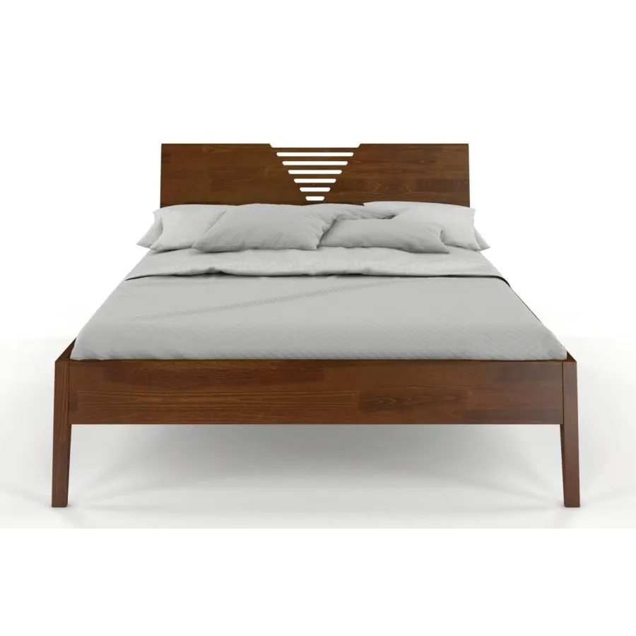 Lit en pin massif 160x200 finition noyer collection LINATE