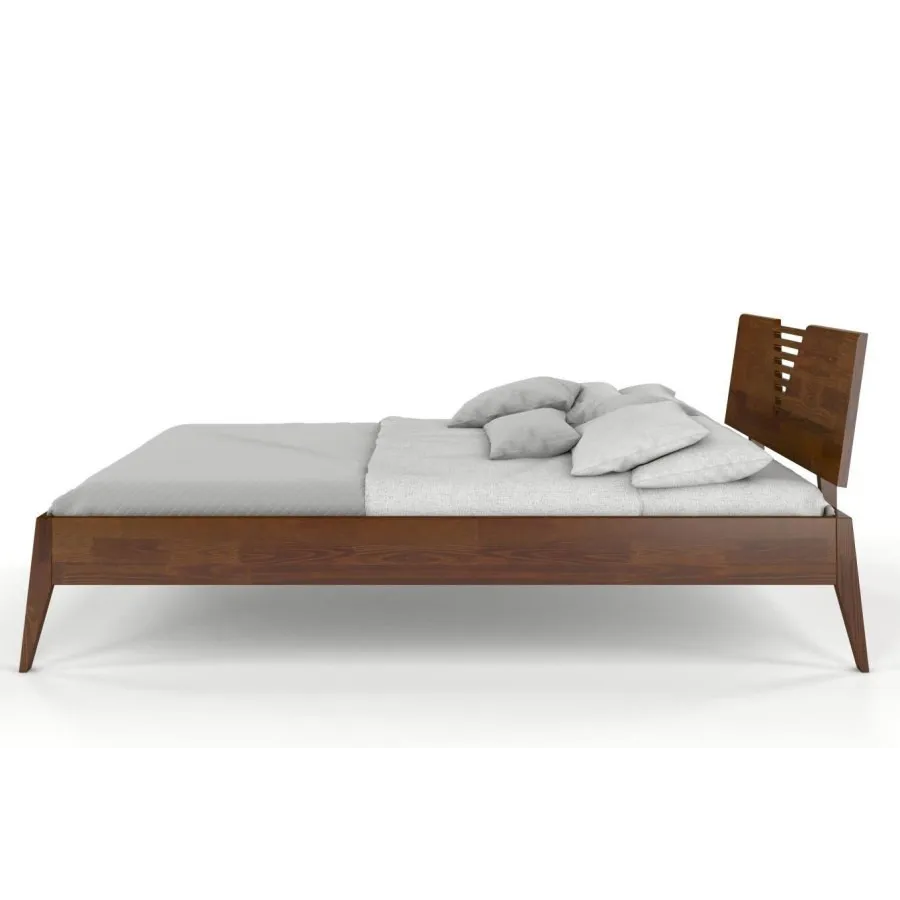 Lit en pin massif 180x200 finition noyer collection LINATE