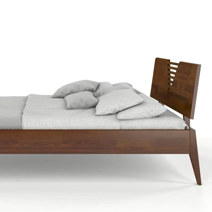 Lit en bois massif 100% pin finition noyer collection LINATE