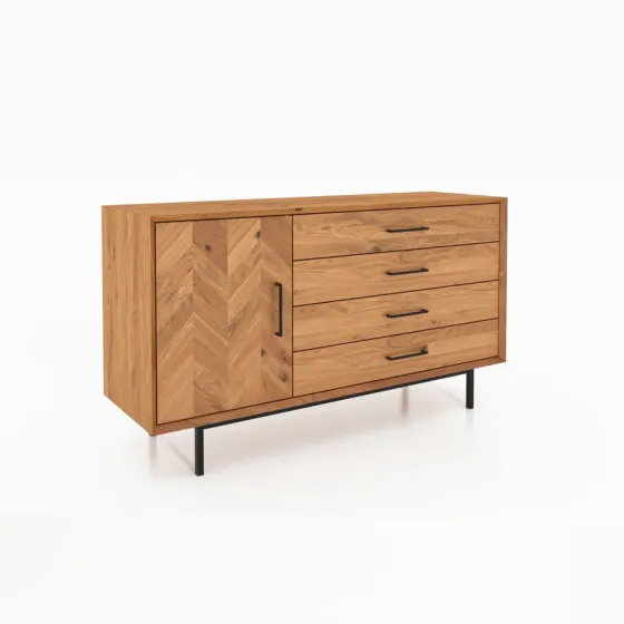 Commode chêne 4 tiroirs 1 porte collection Harmony