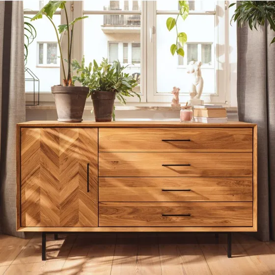 Commode bois 4 tiroirs 1 porte collection Harmony