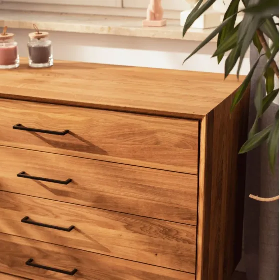 Commode chêne poignées métal noir collection Harmony
