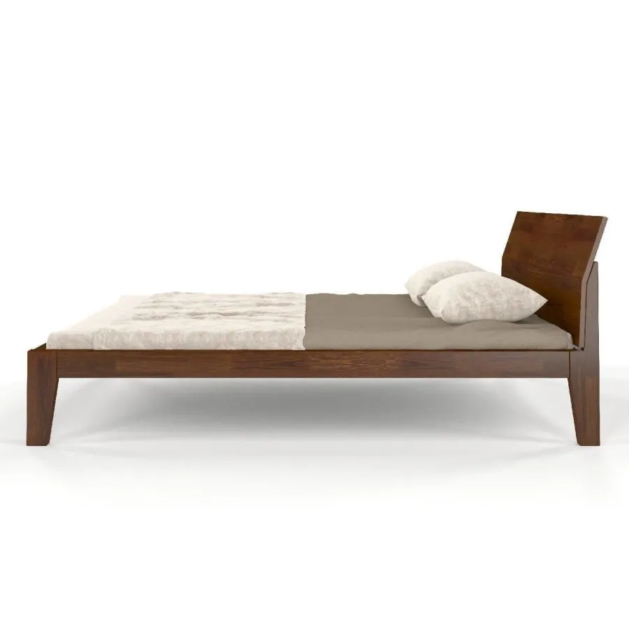 Lit 160x200 en pin massif finition noyer collection AGA