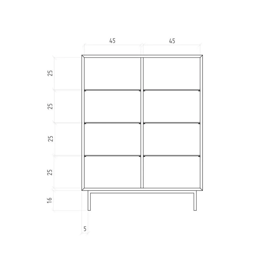 Vitrine bois et verre 8 niches de rangement collection Harmony