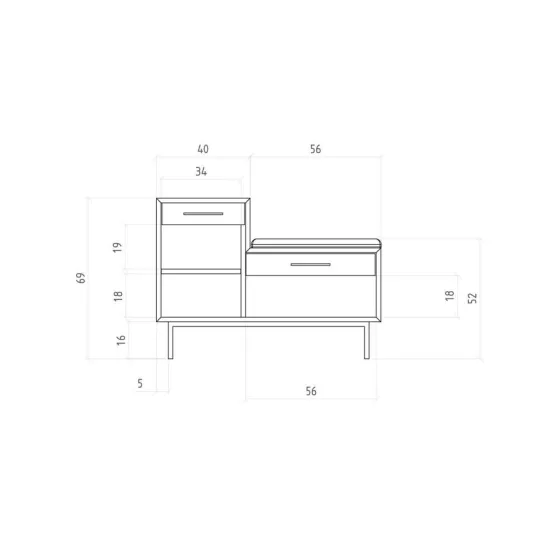 Meuble à chaussure bois 2 tiroirs 1 porte collection HARMONY