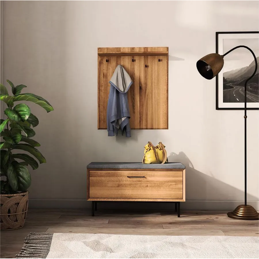 Porte manteau mural bois naturel collection Harmony