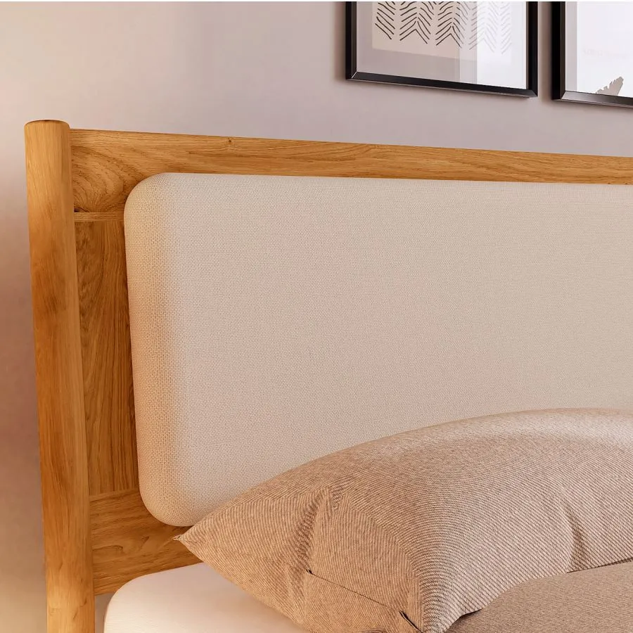 Lit cadre bois et tissu blanc collection Nola
