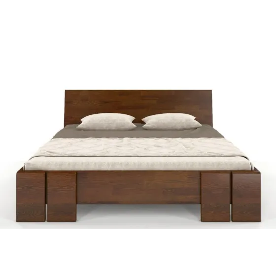 Lit coffre en bois pin massif noyer collection Scandic