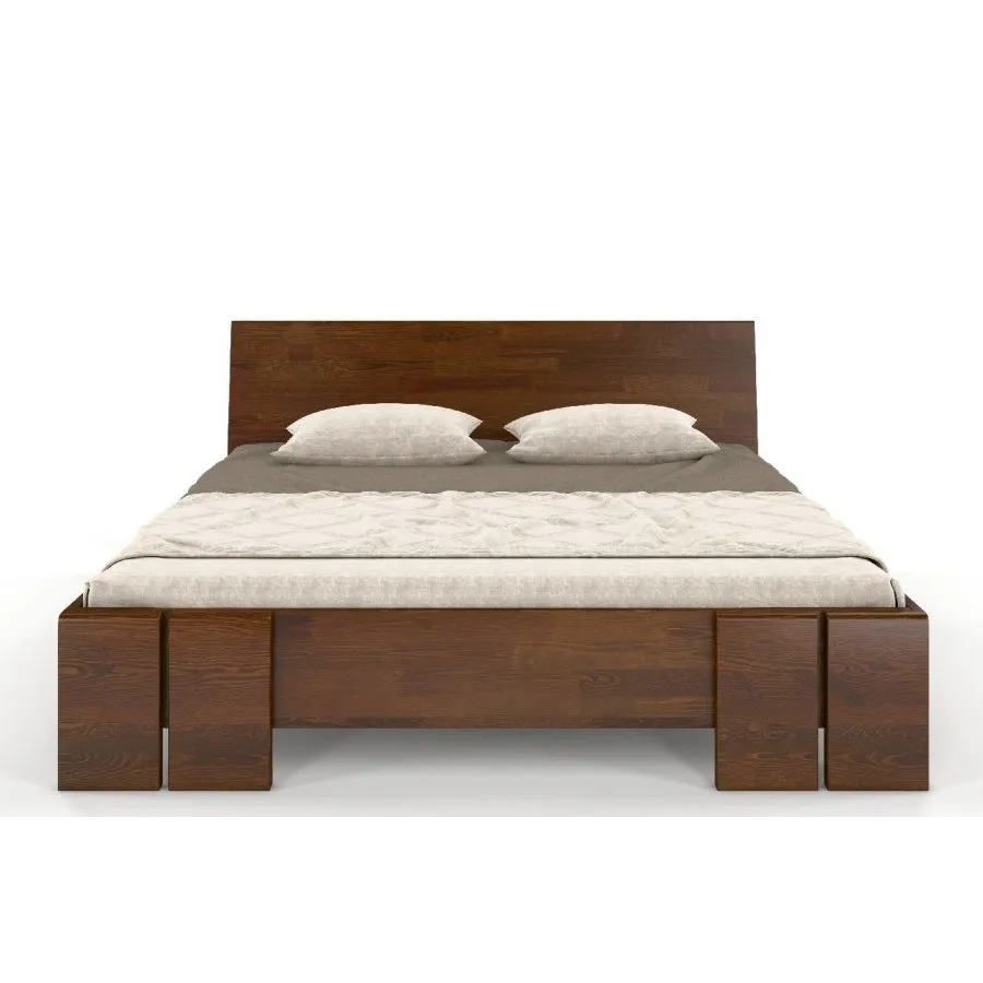 Lit coffre en bois pin massif noyer collection Scandic