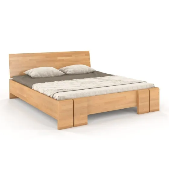 Lit coffre bois naturel 2 places collection Scandic