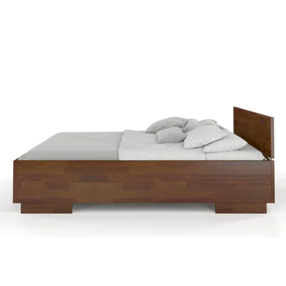 Lit coffre bois pin massif finition noyer collection Noko