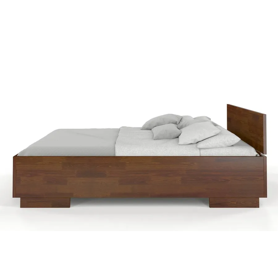 Lit coffre bois pin massif finition noyer collection Noko