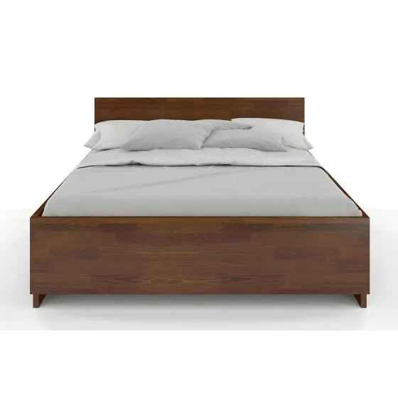 Lit coffre bois pin finition noyer collection Noko