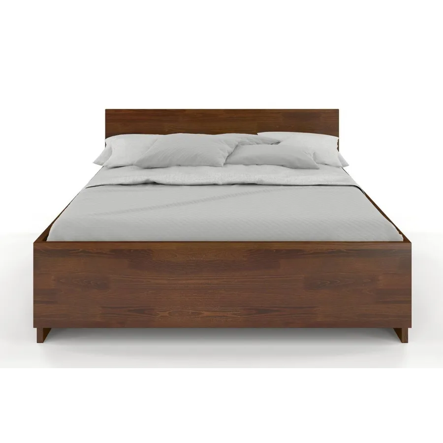 Lit coffre bois pin finition noyer collection Noko