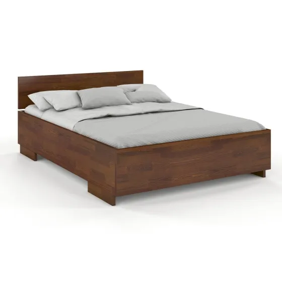 Lit coffre bois design pin finition noyer collection Noko