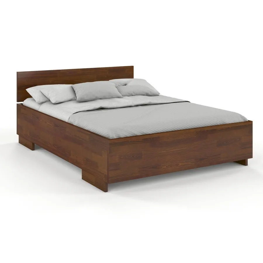 Lit coffre bois design pin finition noyer collection Noko