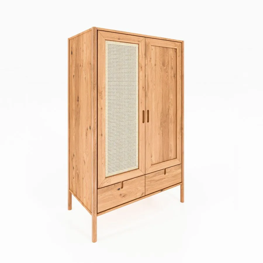 Armoire dressing bois massif 2 portes 2 tiroirs collection Nola