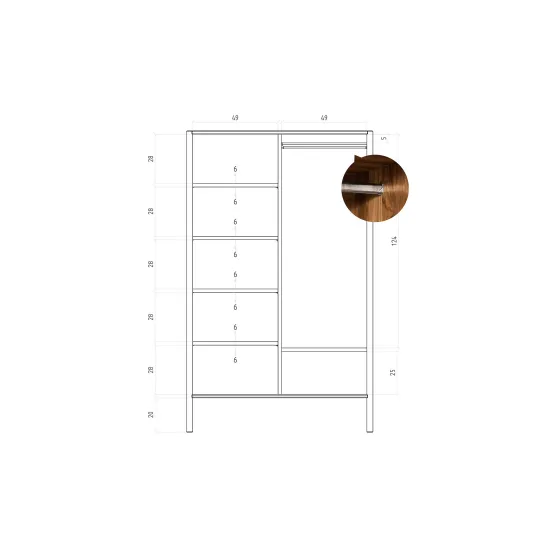 Armoire dressing en bois chêne massif et rotin naturel NOLA