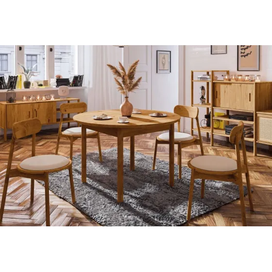Table ronde chêne pour salon collection Nola