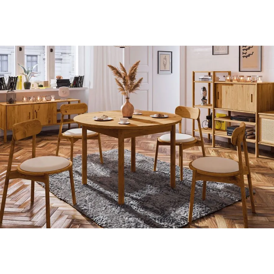 Table ronde chêne pour salon collection Nola