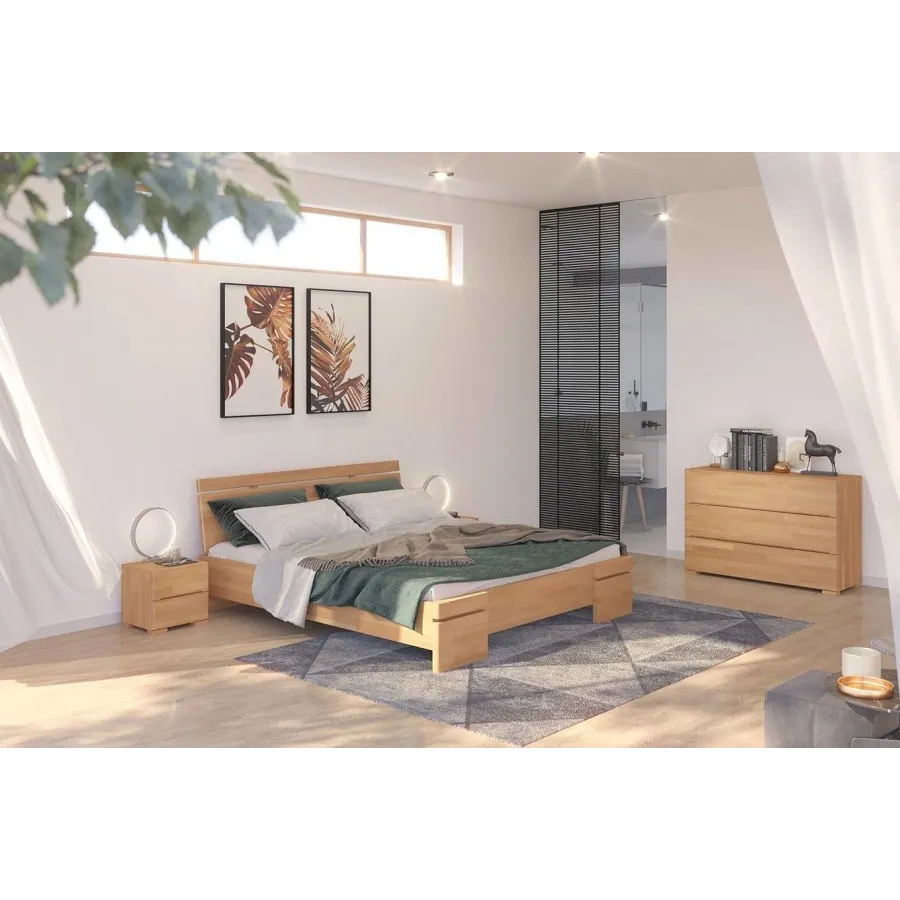 Lit en bois massif naturel chambre adulte collection NOTTE
