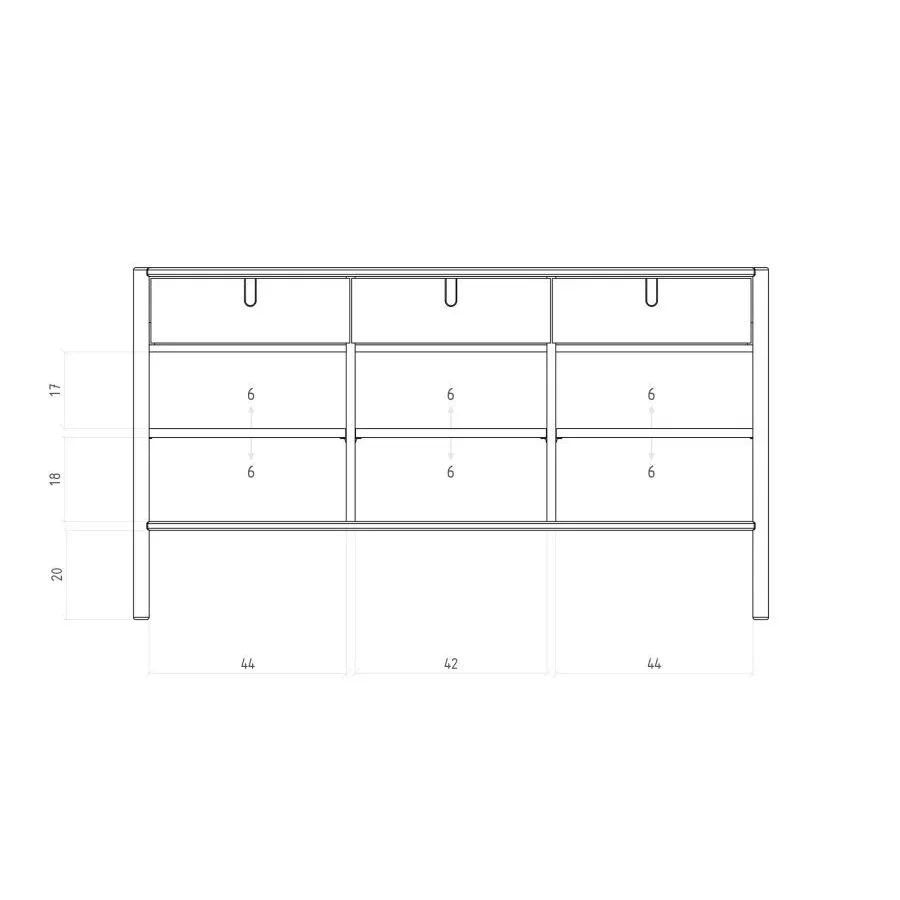 Buffet bois naturel 3 portes 3 tiroirs collection NOLA