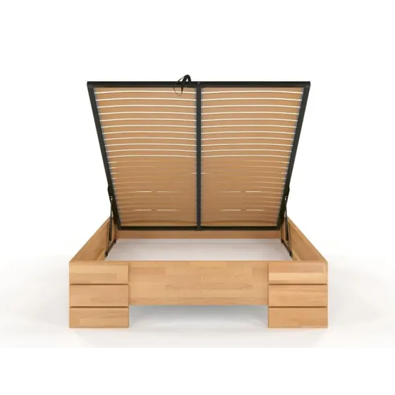 lit coffre en bois 140x190 avec sommier relevable inclus collection INDIGO