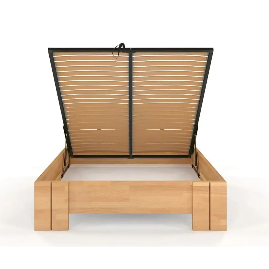 Lit coffre en bois 160x200 avec sommier relevable collection MODENA