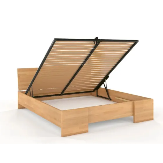Lit coffre en bois 180x200 avec sommier relevable inclus collection NOVA