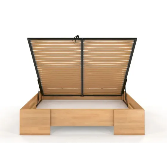 Lit coffre en bois 140x190 avec sommier relevable inclus collection NOVA
