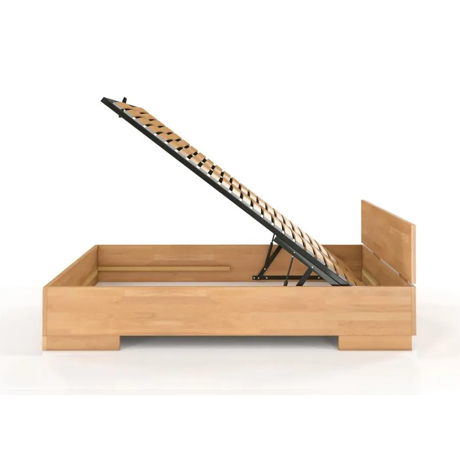 Lit coffre en bois massif 160x200 avec sommier relevable collection ZENNO