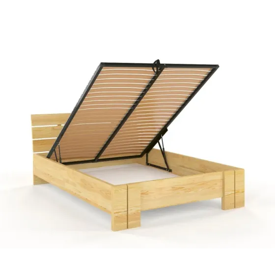 Lit coffre 160x200 bois finition pin naturel collection MODENA