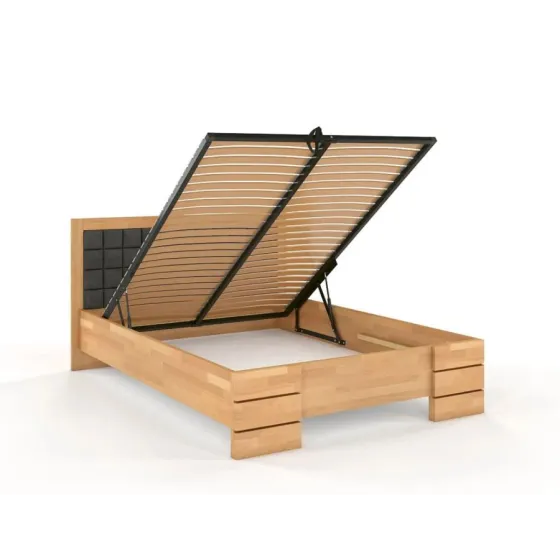 Lit coffre en bois massif finition naturel collection PRADO
